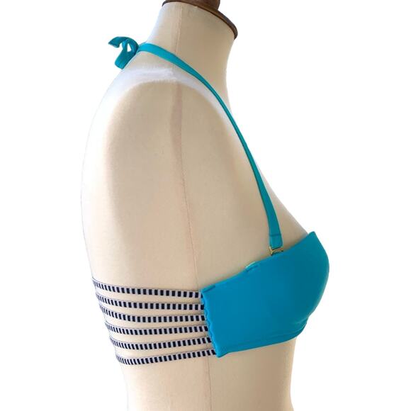 Victoria's Secret Bungee Cord Bandeau Bikini Top Blue Size 32B - Picture 4 of 8
